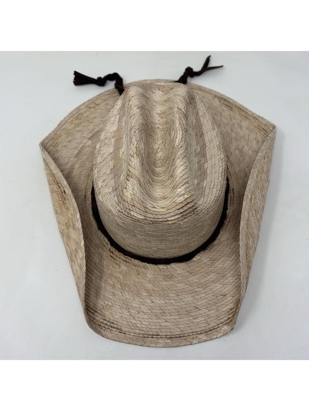 Bullhide Straw Cowboy Hat Youth Pony Express Leather Straps Unisex Western Wear - Picture 2 of 16